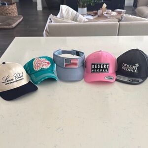 Set of five colorful hat collection, variety of colors. Never been worn.